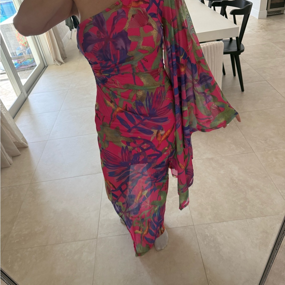 Vibrant Floral One-Shoulder Dress